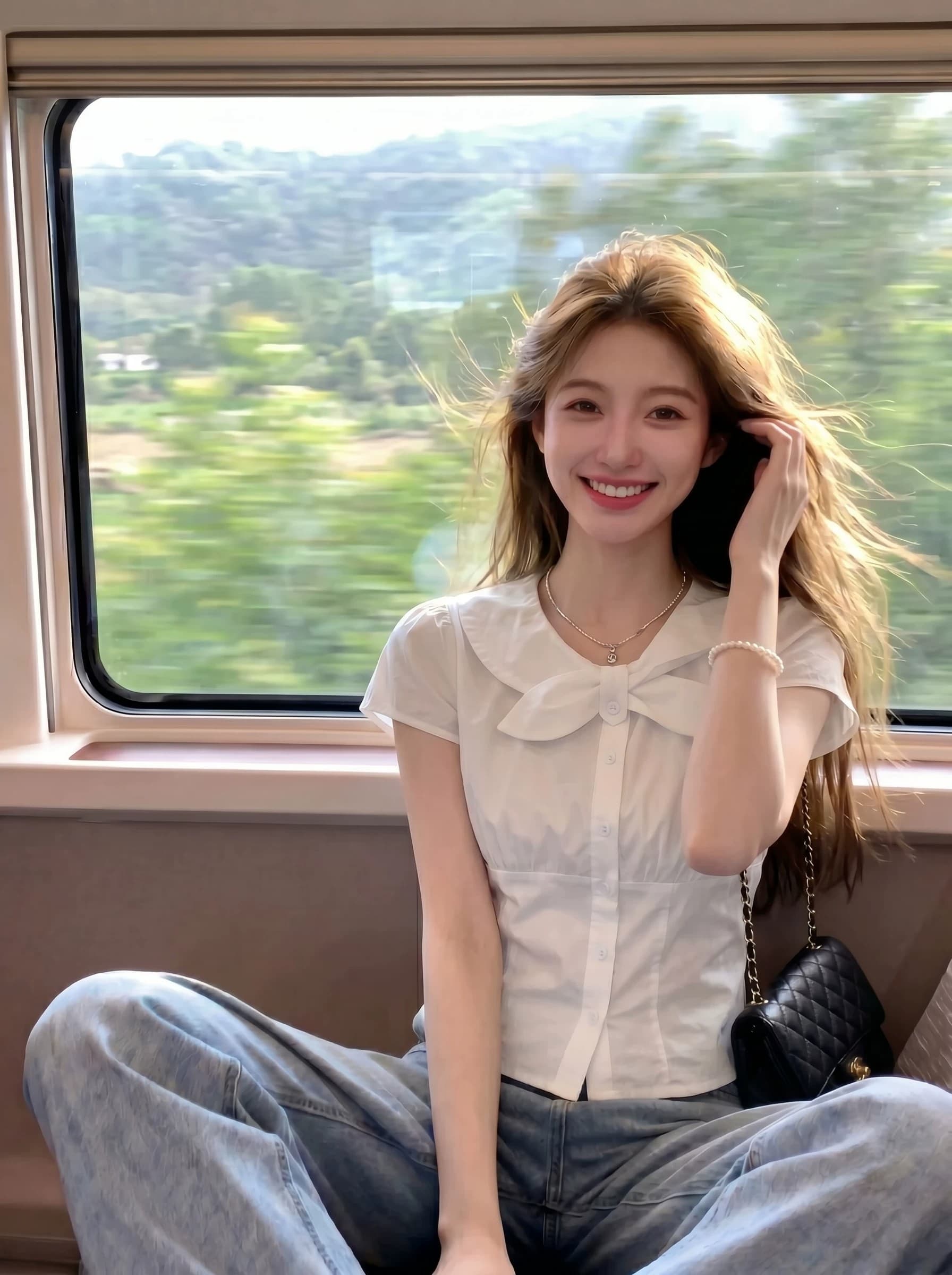 부드러운 바람 달콤함 나비 매듭 반팔 화이트 여성 셔츠 여름 작은 키 쇼트 스타일 셔츠 허리 수축 맨위 상세 이미지 5
