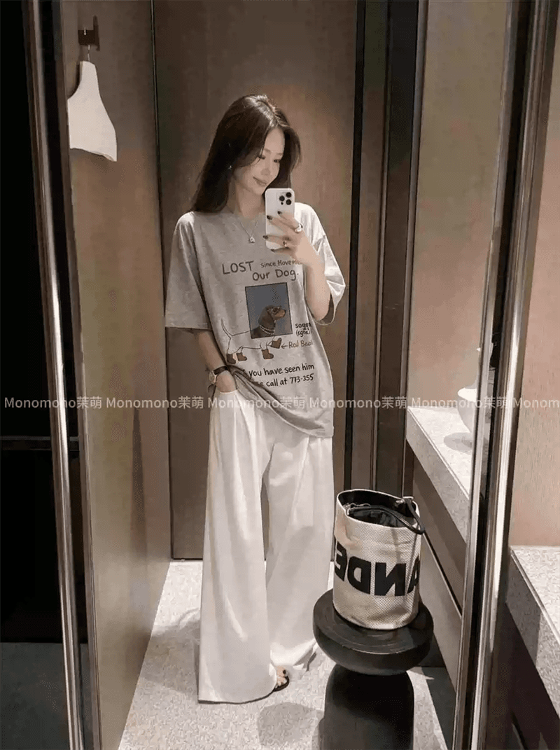 21 순면 210 그램 이후 패키지 칼라 여름 드레스 한 부서 반팔 티셔츠 여성 한국 스타일 루즈핏 빅 사이즈 프린트 상세 이미지 6