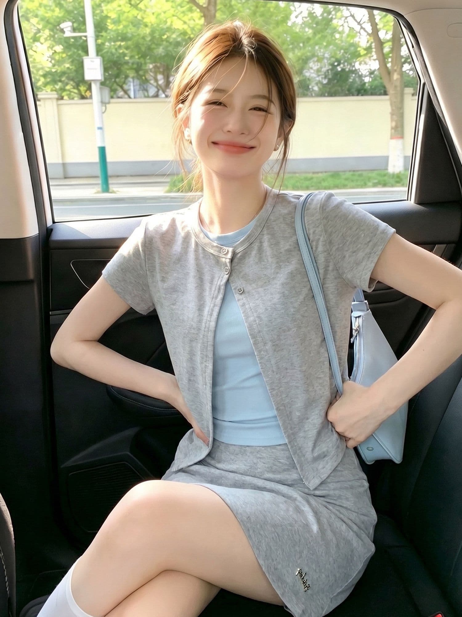 와 사고 방식 불규칙 페이크 레이어드 배색 반팔 티셔츠 여성 여름 연령 감소 맨위 디자인 센스 작은 대중 상세 이미지 4