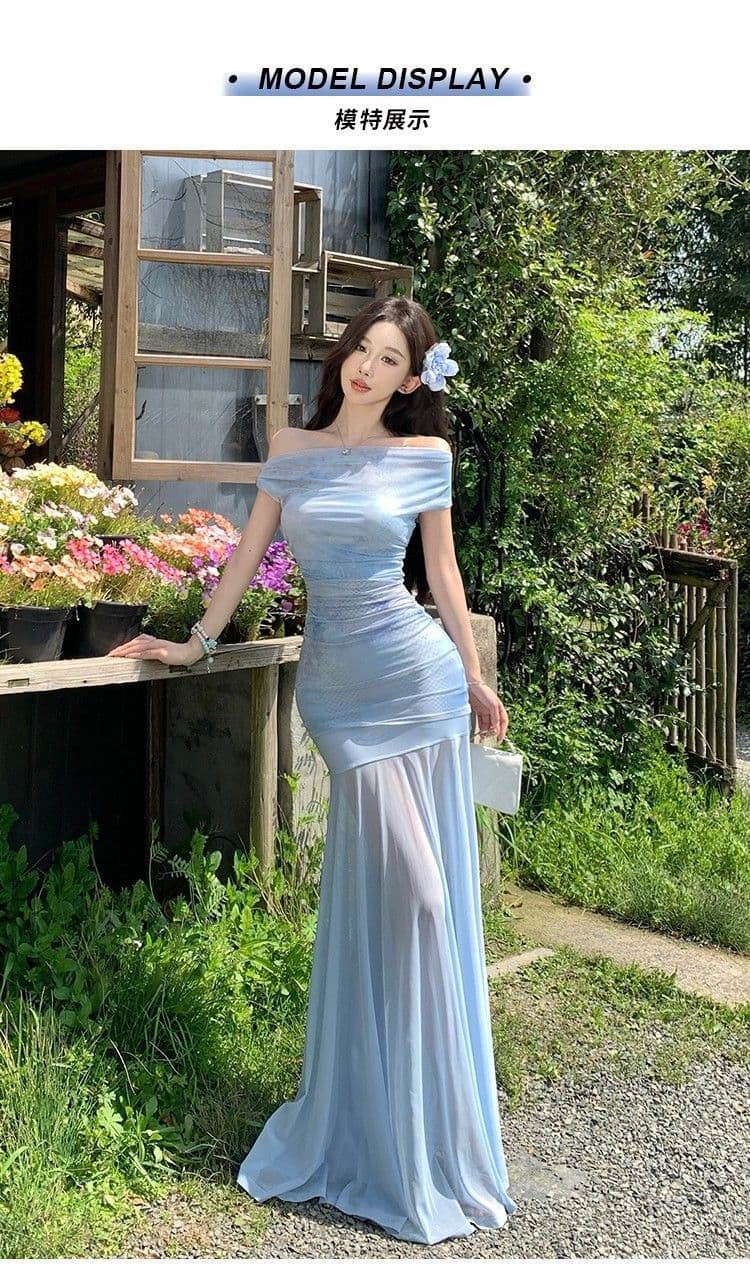 프랑스식 망사 패치워크 슬립 여성 드레스 여름 새로운 해변가 휴가 바람 허리 수축 슬림해 보이는 롱 스커트 상세 이미지 2