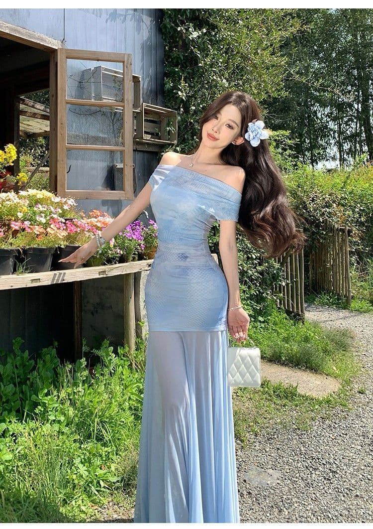 프랑스식 망사 패치워크 슬립 여성 드레스 여름 새로운 해변가 휴가 바람 허리 수축 슬림해 보이는 롱 스커트 상세 이미지 3
