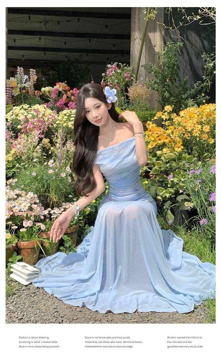 프랑스식 망사 패치워크 슬립 여성 드레스 여름 새로운 해변가 휴가 바람 허리 수축 슬림해 보이는 롱 스커트 상세 이미지 7