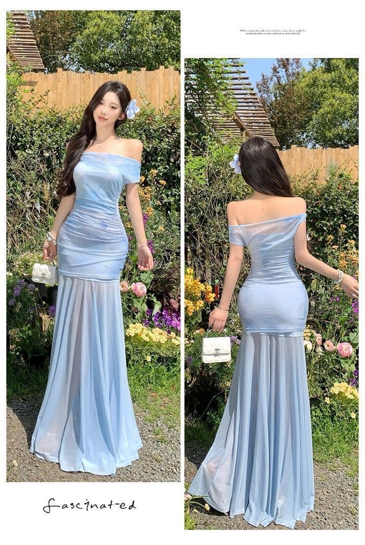 프랑스식 망사 패치워크 슬립 여성 드레스 여름 새로운 해변가 휴가 바람 허리 수축 슬림해 보이는 롱 스커트 상세 이미지 10