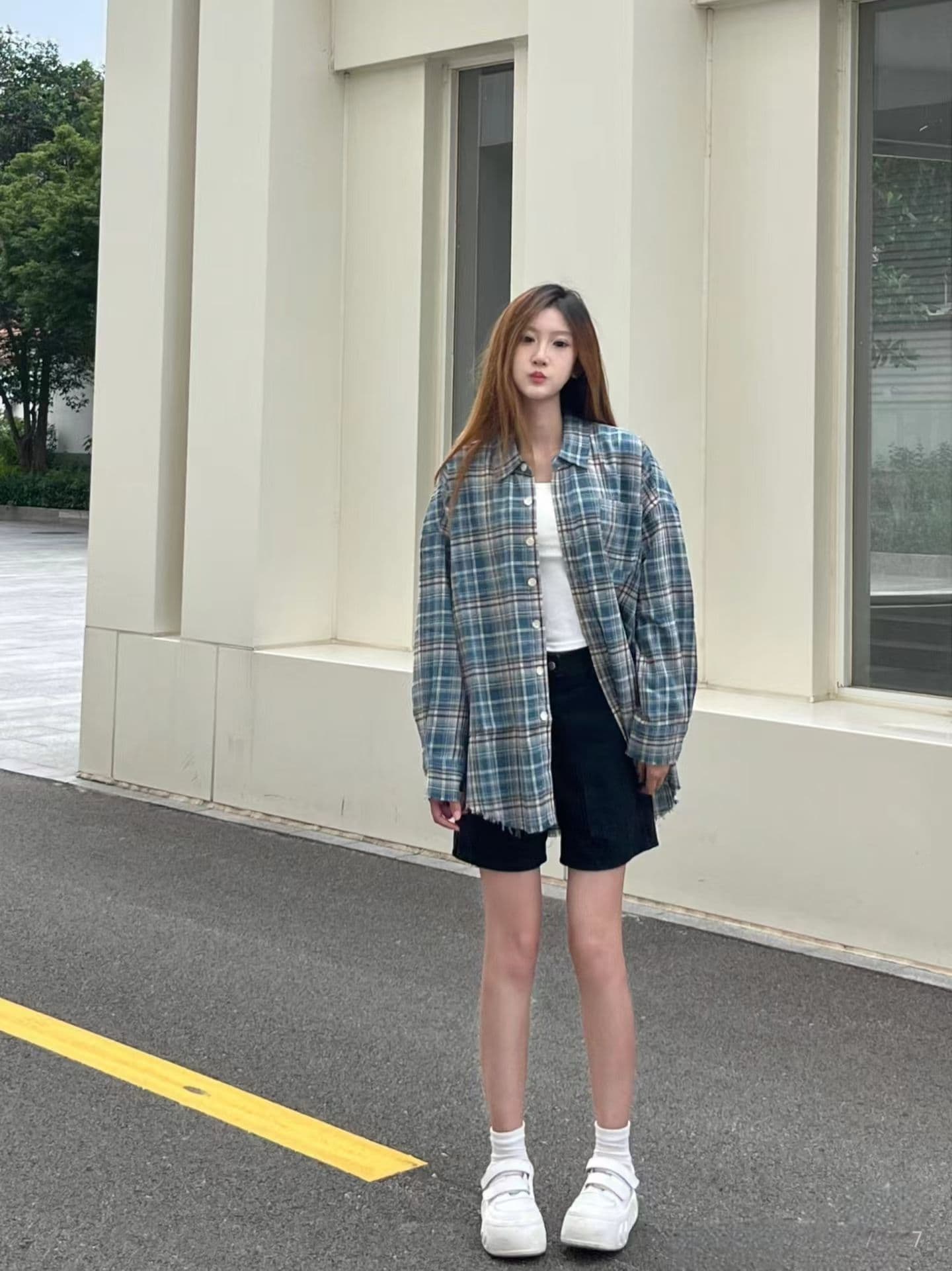 아메리칸 레트로 체크무늬 셔츠 파괴 cleanfit 루즈핏 다용도 체크무늬 셔츠 재킷 조수 브랜드 상세 이미지 7