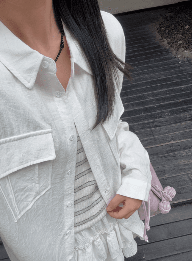 오래된 돈 바람 느슨함 센스 모방 아마 화이트 셔츠 맨위 여성 프랑스식 익스트림 제인 주간 실크 마이크로 ~을 통해 얇고 가벼운 자외선 차단 재킷 상세 이미지 3