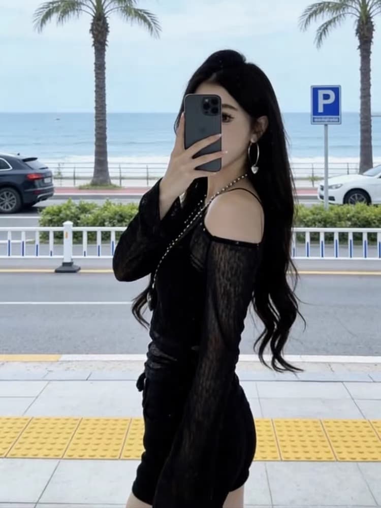 2026 순수한 욕망 핫걸 슈퍼 화재 연령 감소 여름 새로운 여성 의류 절묘한 착용 가져 가라. 자외선 차단 블라우스 비스듬한 칼라 오프숄더 맨위 상세 이미지 6