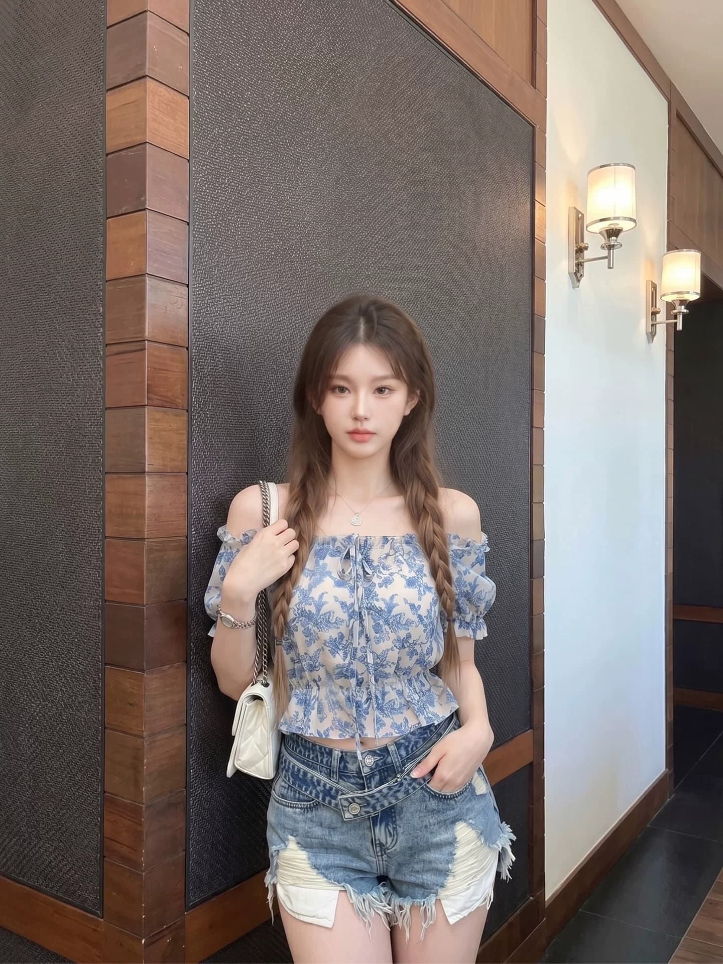 프랑스식 꽃무늬 거품 소매 셔츠 여성 여름 오프숄더 품격 작은 셔츠 허리 수축 디스플레이 얇고 작은 맨위 상세 이미지 3