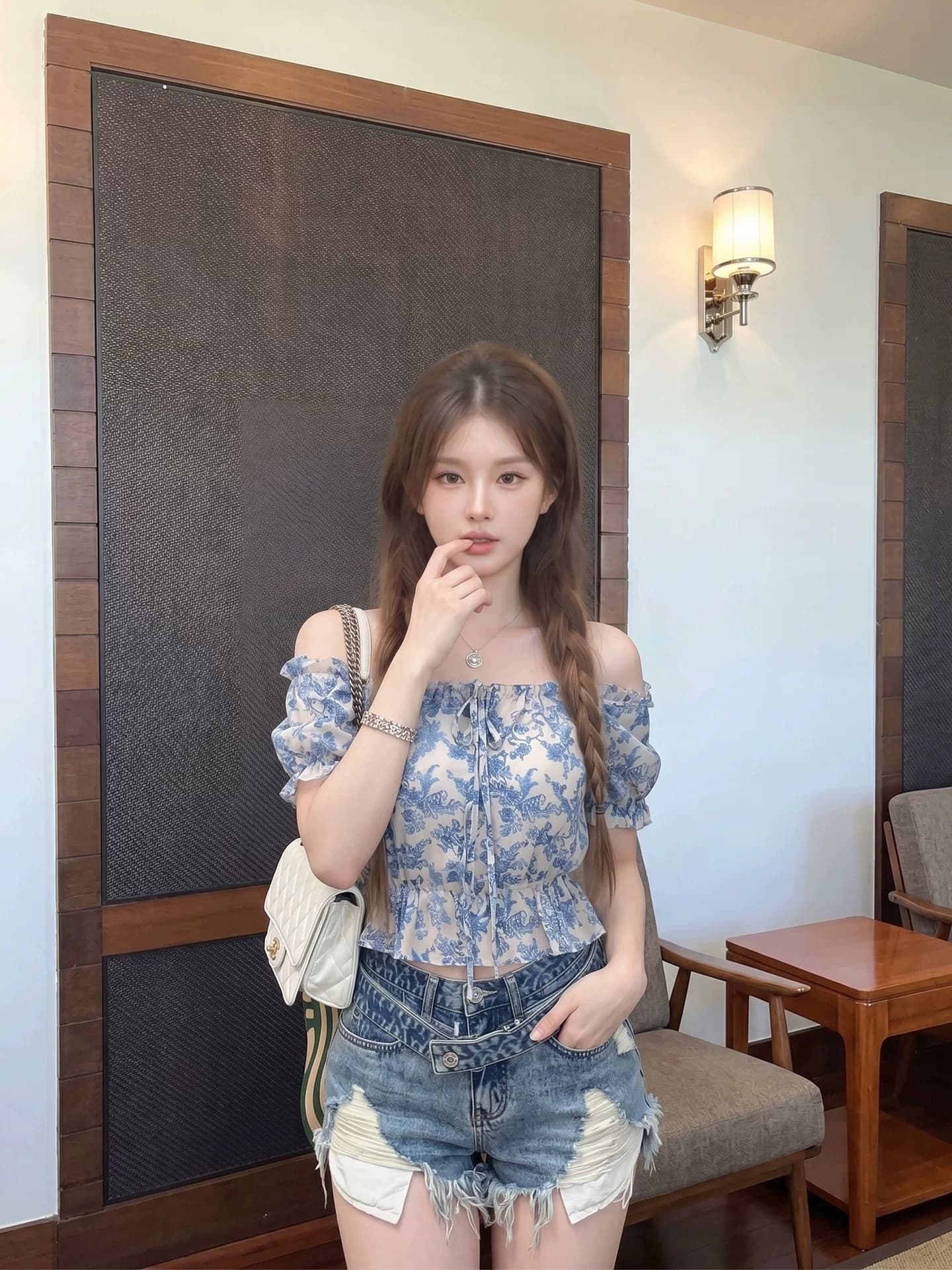 프랑스식 꽃무늬 거품 소매 셔츠 여성 여름 오프숄더 품격 작은 셔츠 허리 수축 디스플레이 얇고 작은 맨위 상세 이미지 4