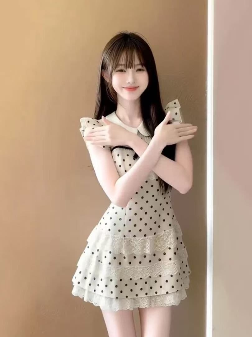 프랑스식 부드러운 바람 달콤함 도트 무늬 허리 수축 몸매 가꾸기 드레스 작은 키 아름다운 퍼프 미니 스커트 2026 년 여름 상세 이미지 5