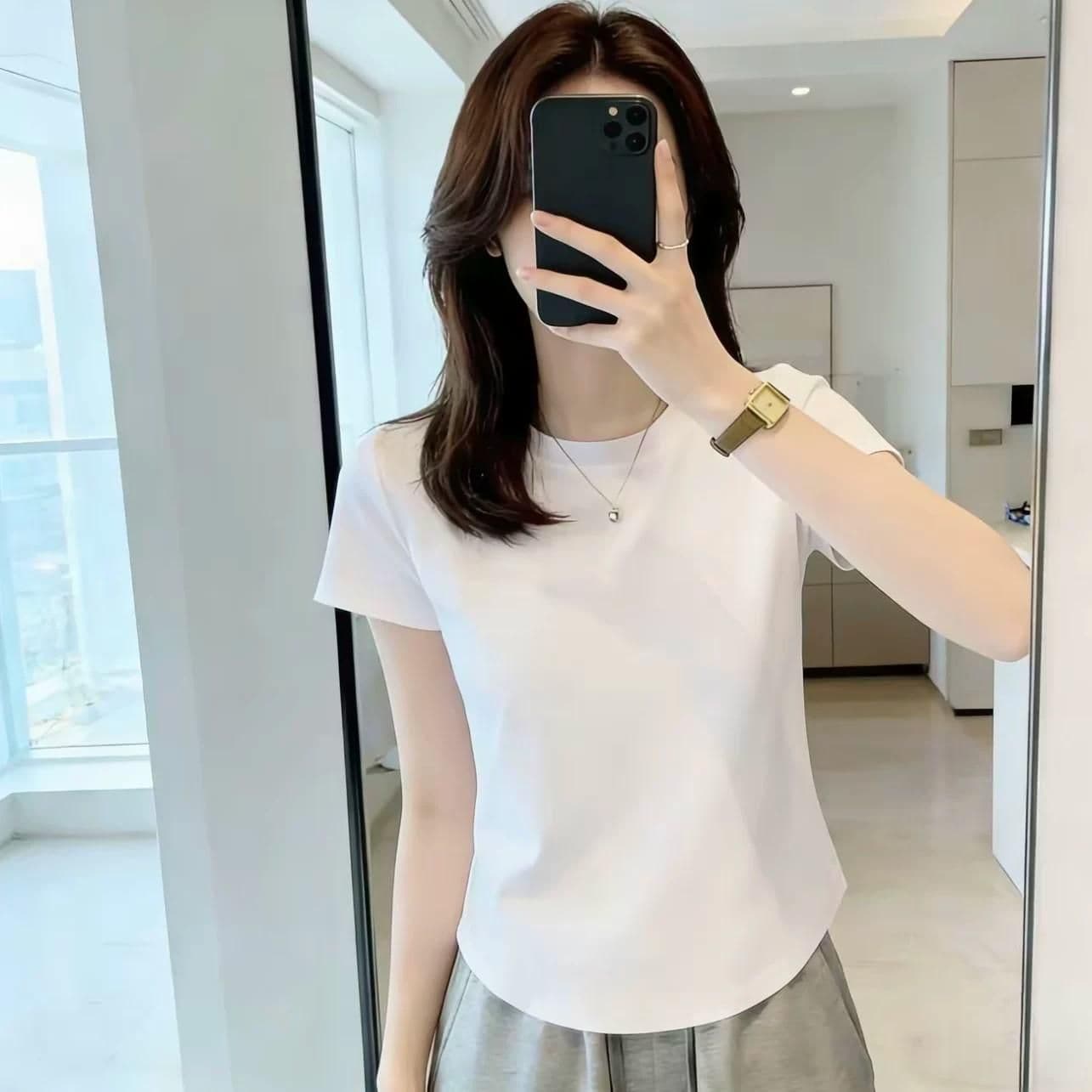유럽 상품 화이트 긍정적 인 어깨 반팔 티셔츠 여성 2026 봄 여름 새로운 몸매 가꾸기 곡선 표지 배 품격 맨위 외출용 트렌디 상세 이미지 9