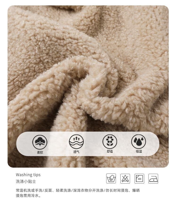 원본 원단 560 그램 한 번 작은 짭짤한 폴로 칼라 두꺼운 크리스마스 양털 재킷 여성 겨울 빨간색 신년 보온 상세 이미지 9