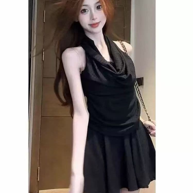 프랑스식 그는 벤 바람 검정색 행침 목 여성 드레스 2026 새로운 부드러운 품격 고급 센스 허리 수축 한 마디 미니 스커트 상세 이미지 5