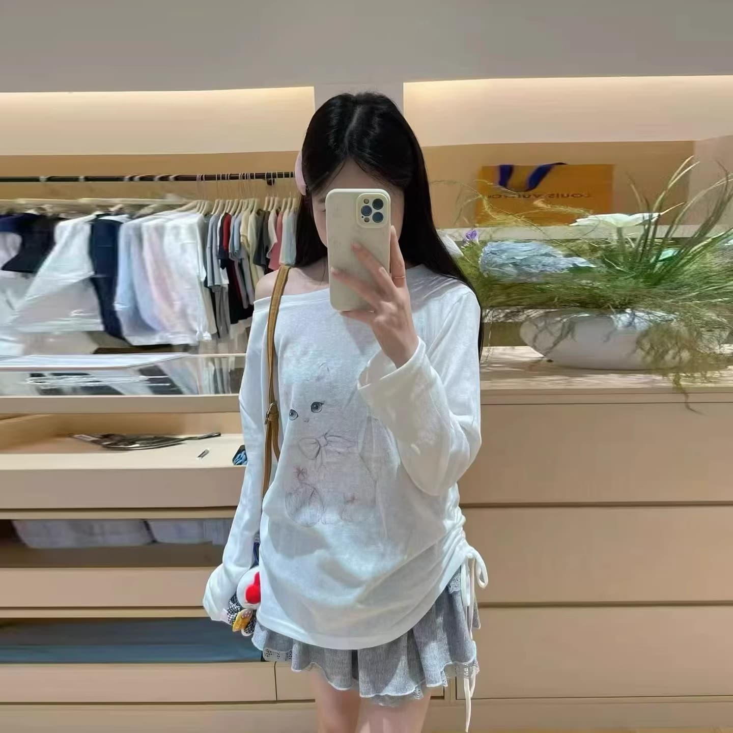 부서 느긋한 바람 고양이 프린트 자외선 차단 블라우스 긴팔 티셔츠 여성 여름 핫걸 디자인 센스 루즈핏 슬림해 보이는 맨위 상세 이미지 6