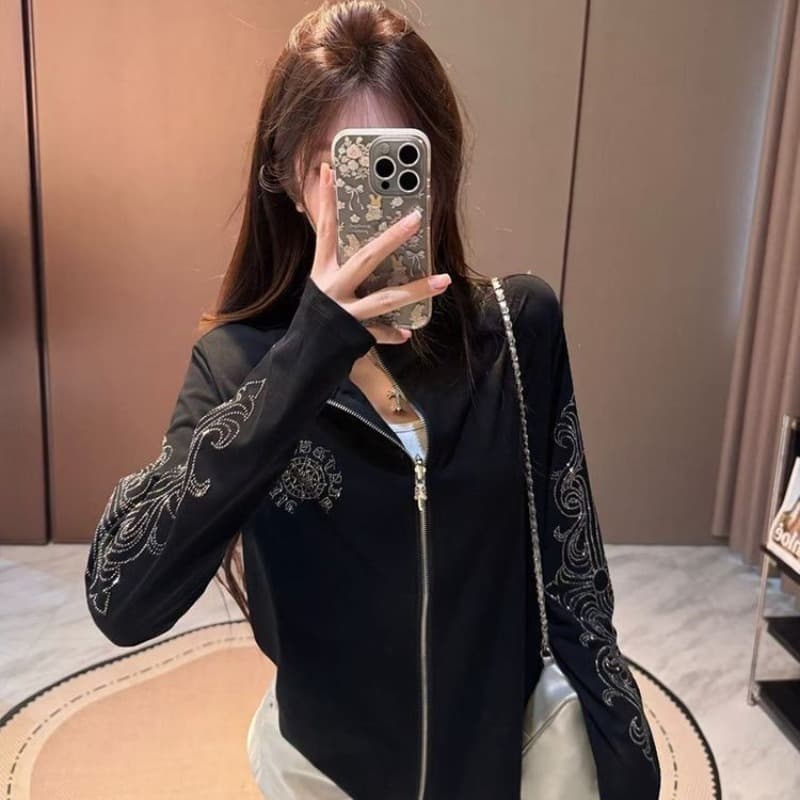 있음 선적 압력 훈련 백금 지퍼 눈꽃 면 자외선 차단 블라우스 여성 한국 대외 무역 국경 간 폭발 이미지 5