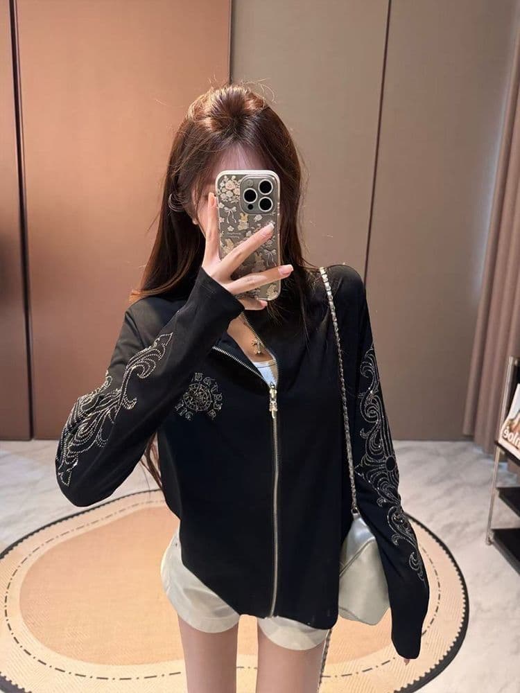 있음 선적 압력 훈련 백금 지퍼 눈꽃 면 자외선 차단 블라우스 여성 한국 대외 무역 국경 간 폭발 상세 이미지 3