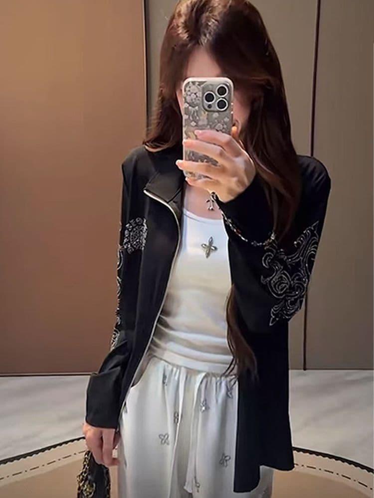 있음 선적 압력 훈련 백금 지퍼 눈꽃 면 자외선 차단 블라우스 여성 한국 대외 무역 국경 간 폭발 상세 이미지 9