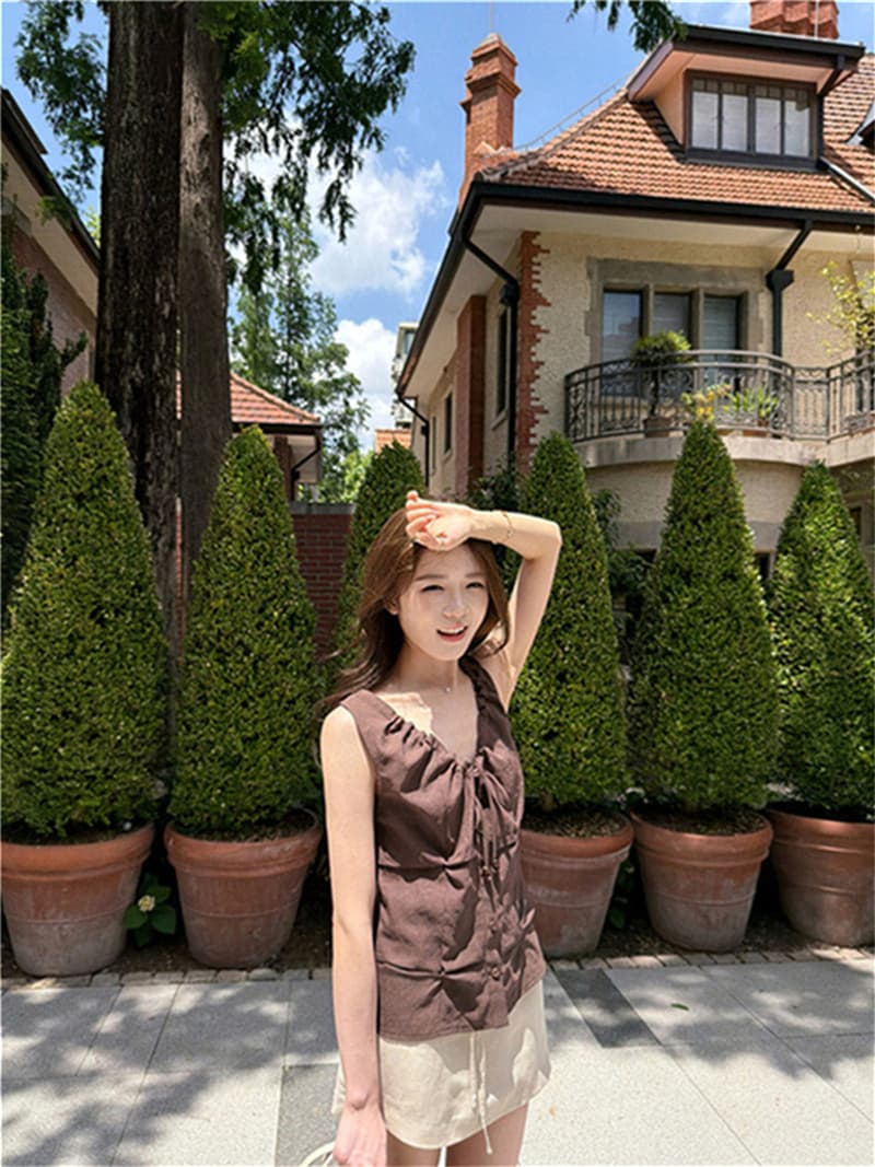 원본 품질 네리 아메리칸 레트로 핫걸 V넥 조끼 슬립 민소매 펌프 로프 비즈 맨위 상세 이미지 16