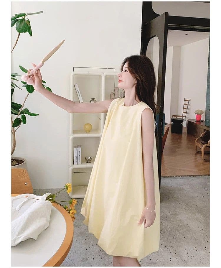 우유 황색 민소매 조끼 꽃밭 여성 드레스 여름 새로운 작은 키 달콤함 휴가 바람 퍼프 짧은 치마 상세 이미지 4