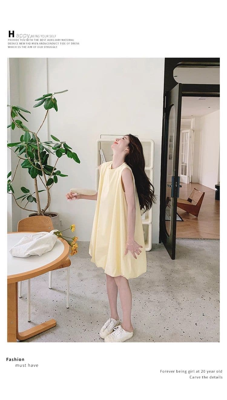 우유 황색 민소매 조끼 꽃밭 여성 드레스 여름 새로운 작은 키 달콤함 휴가 바람 퍼프 짧은 치마 상세 이미지 5