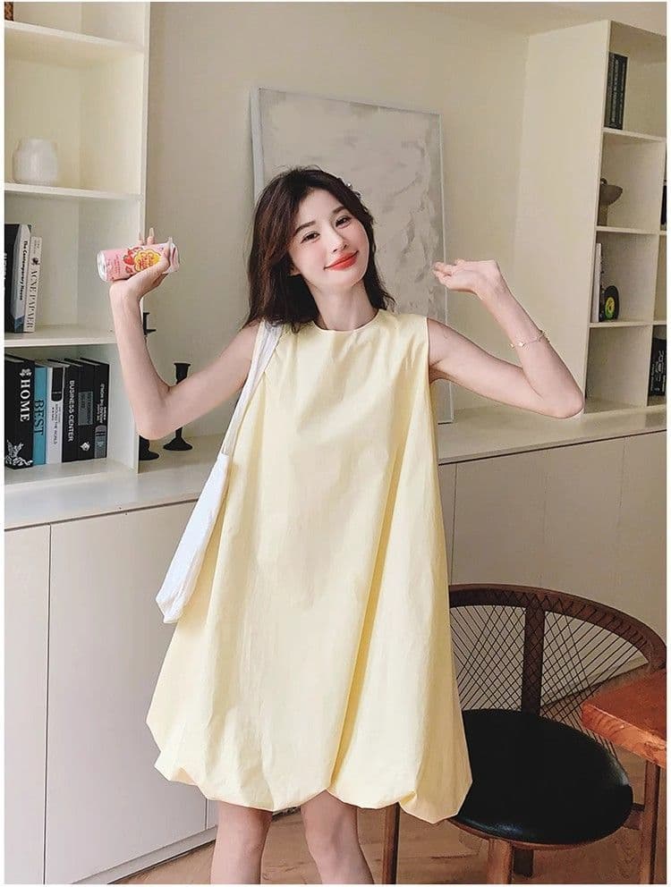 우유 황색 민소매 조끼 꽃밭 여성 드레스 여름 새로운 작은 키 달콤함 휴가 바람 퍼프 짧은 치마 상세 이미지 7