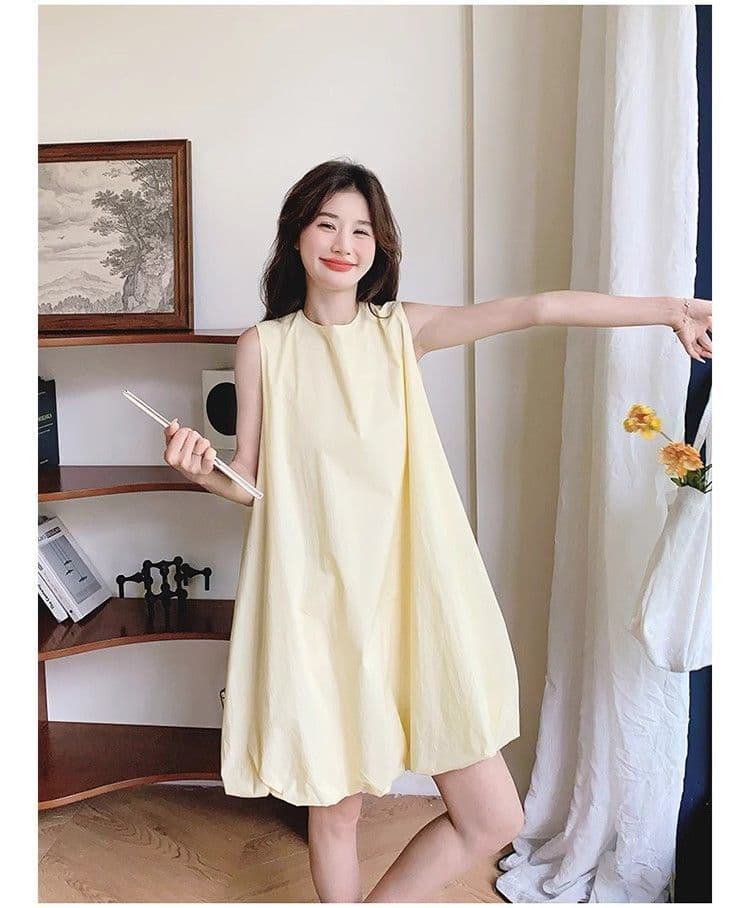 우유 황색 민소매 조끼 꽃밭 여성 드레스 여름 새로운 작은 키 달콤함 휴가 바람 퍼프 짧은 치마 상세 이미지 10