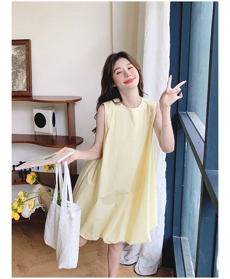 우유 황색 민소매 조끼 꽃밭 여성 드레스 여름 새로운 작은 키 달콤함 휴가 바람 퍼프 짧은 치마 상세 이미지 11