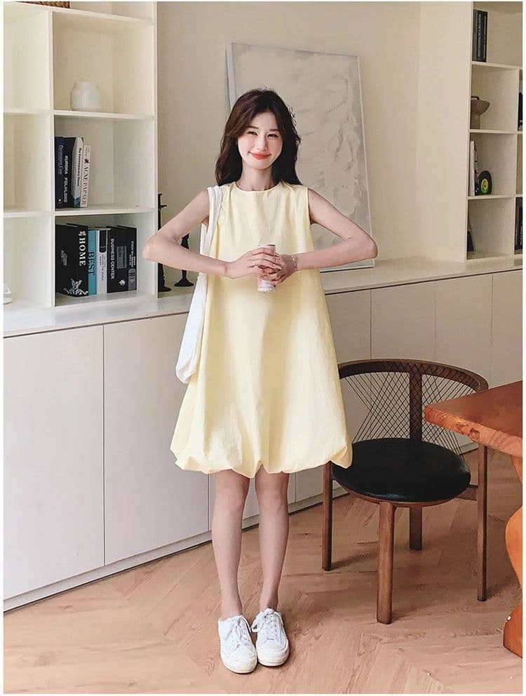 우유 황색 민소매 조끼 꽃밭 여성 드레스 여름 새로운 작은 키 달콤함 휴가 바람 퍼프 짧은 치마 상세 이미지 13