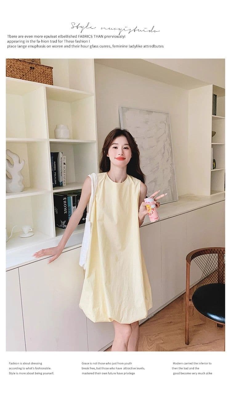 우유 황색 민소매 조끼 꽃밭 여성 드레스 여름 새로운 작은 키 달콤함 휴가 바람 퍼프 짧은 치마 상세 이미지 15