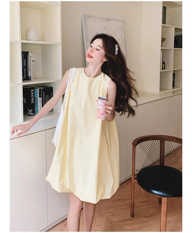 우유 황색 민소매 조끼 꽃밭 여성 드레스 여름 새로운 작은 키 달콤함 휴가 바람 퍼프 짧은 치마 상세 이미지 19