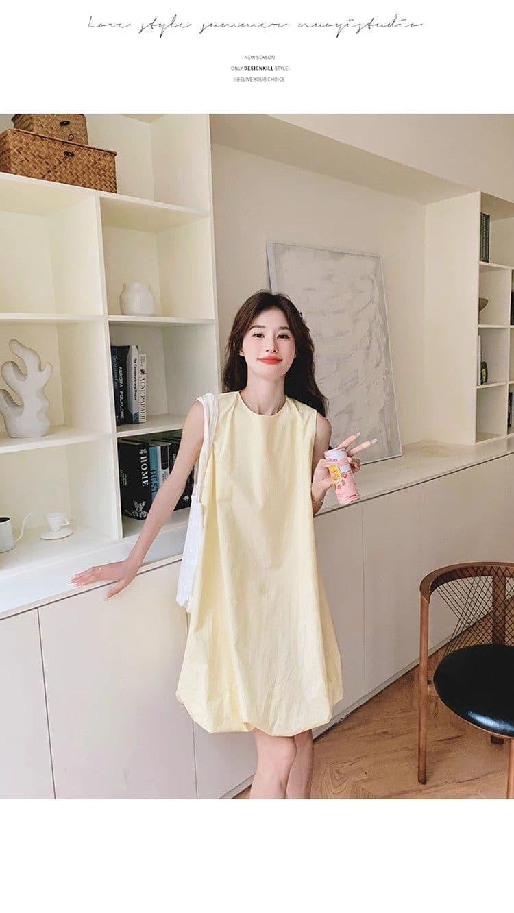 우유 황색 민소매 조끼 꽃밭 여성 드레스 여름 새로운 작은 키 달콤함 휴가 바람 퍼프 짧은 치마 상세 이미지 20