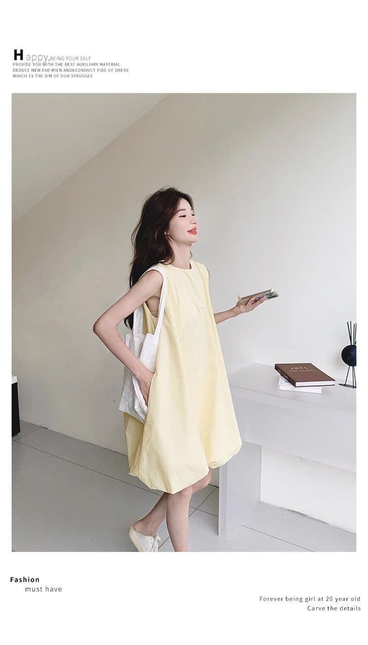 우유 황색 민소매 조끼 꽃밭 여성 드레스 여름 새로운 작은 키 달콤함 휴가 바람 퍼프 짧은 치마 상세 이미지 21