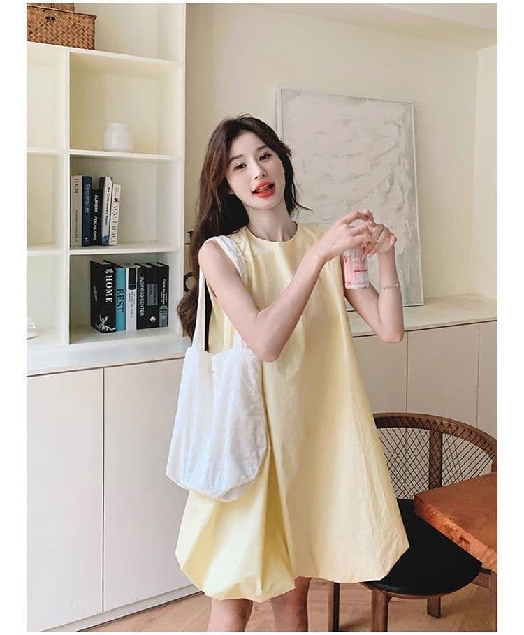 우유 황색 민소매 조끼 꽃밭 여성 드레스 여름 새로운 작은 키 달콤함 휴가 바람 퍼프 짧은 치마 상세 이미지 22