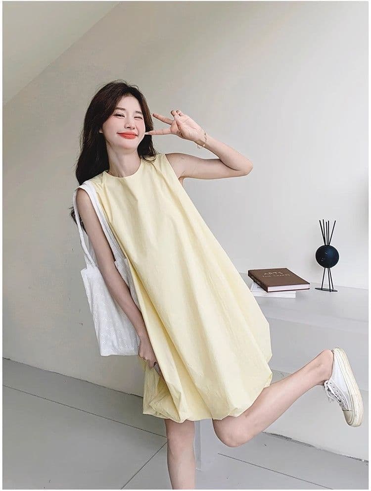 우유 황색 민소매 조끼 꽃밭 여성 드레스 여름 새로운 작은 키 달콤함 휴가 바람 퍼프 짧은 치마 상세 이미지 23