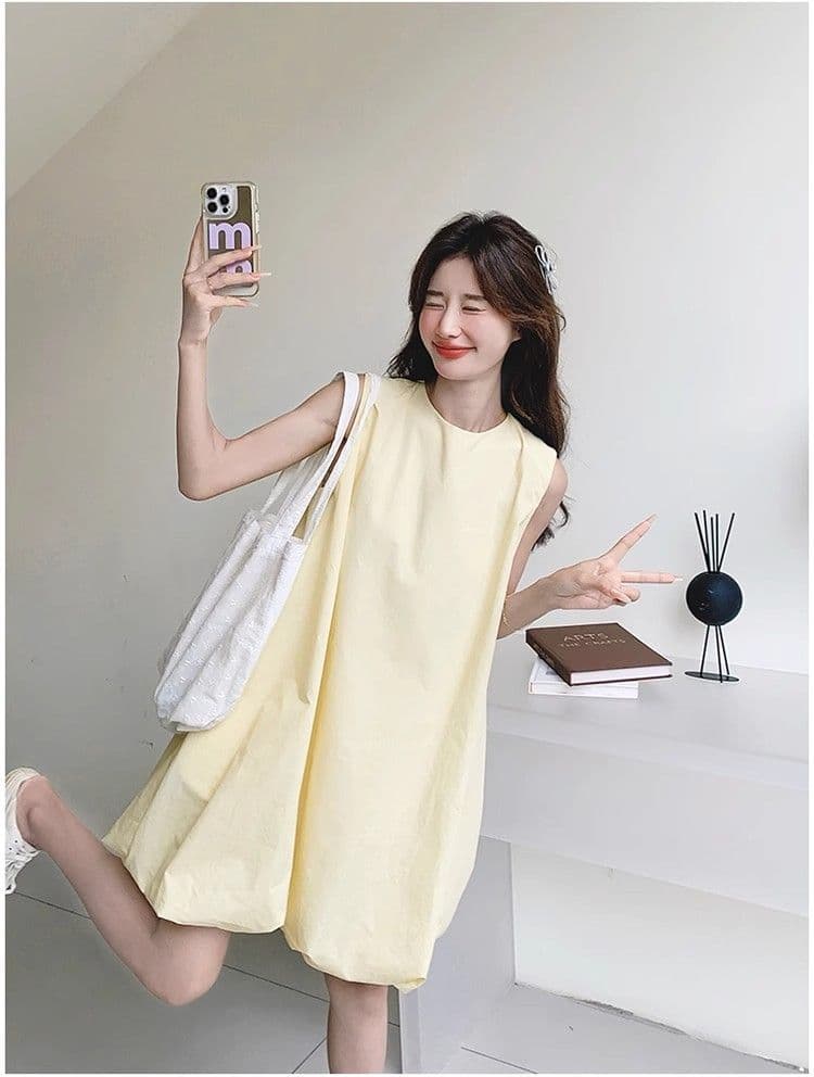 우유 황색 민소매 조끼 꽃밭 여성 드레스 여름 새로운 작은 키 달콤함 휴가 바람 퍼프 짧은 치마 상세 이미지 24