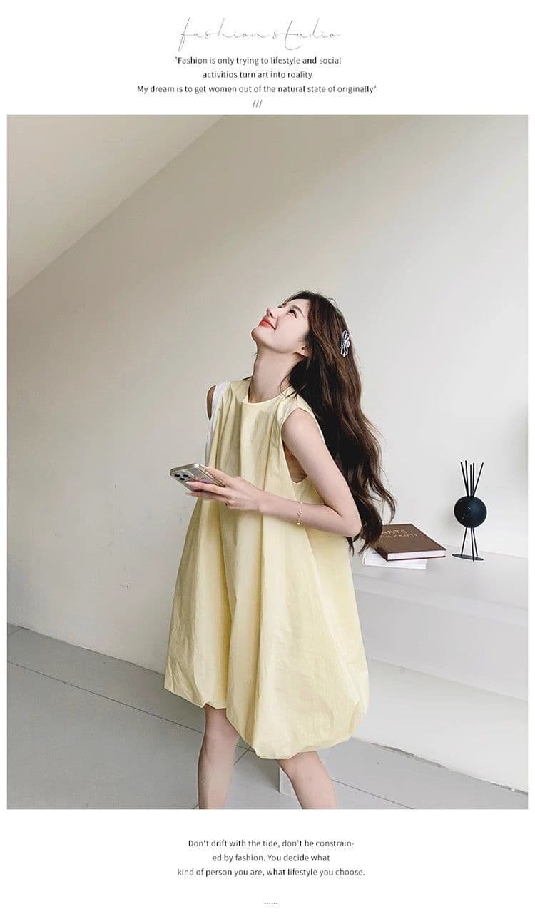 우유 황색 민소매 조끼 꽃밭 여성 드레스 여름 새로운 작은 키 달콤함 휴가 바람 퍼프 짧은 치마 상세 이미지 25