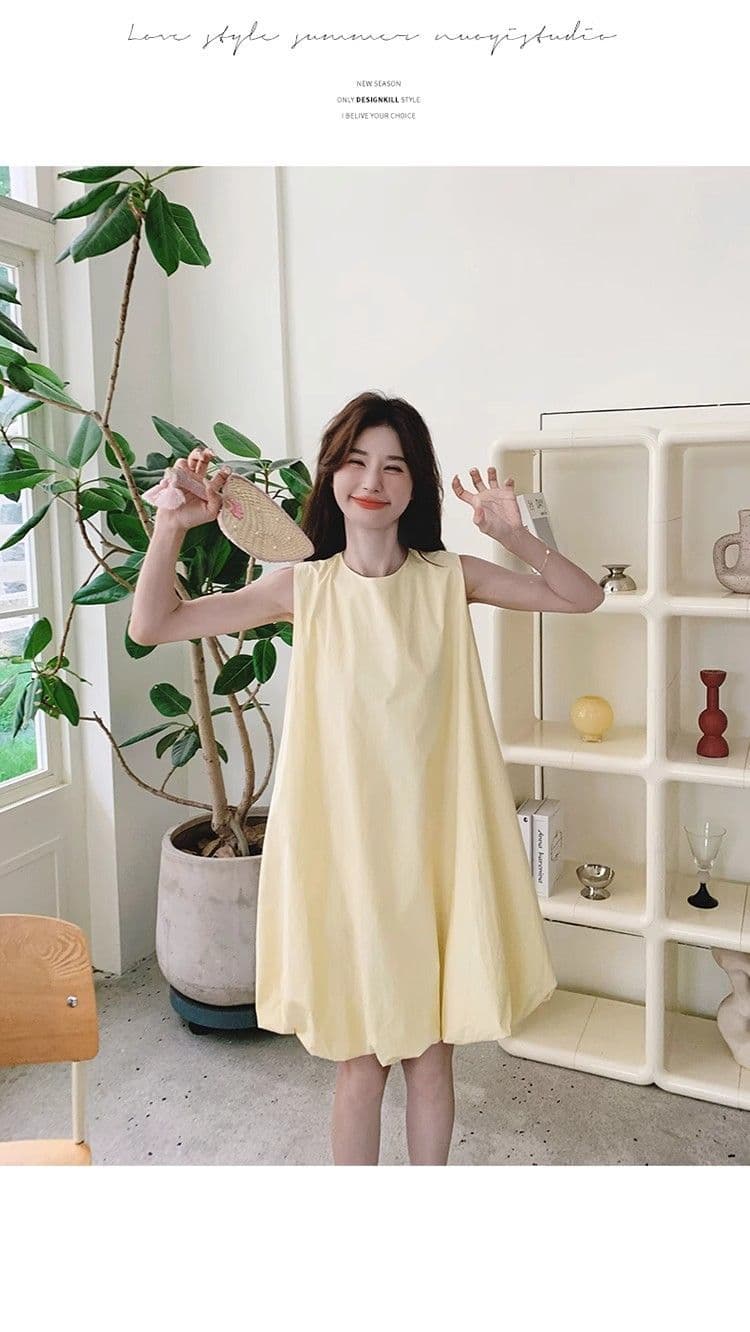 우유 황색 민소매 조끼 꽃밭 여성 드레스 여름 새로운 작은 키 달콤함 휴가 바람 퍼프 짧은 치마 상세 이미지 28