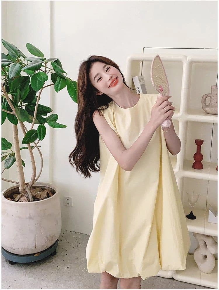 우유 황색 민소매 조끼 꽃밭 여성 드레스 여름 새로운 작은 키 달콤함 휴가 바람 퍼프 짧은 치마 상세 이미지 29