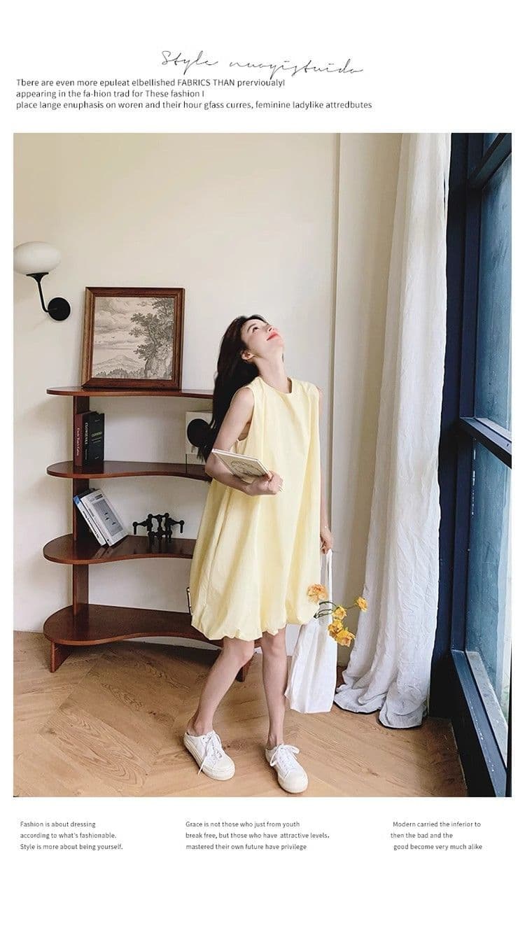 우유 황색 민소매 조끼 꽃밭 여성 드레스 여름 새로운 작은 키 달콤함 휴가 바람 퍼프 짧은 치마 상세 이미지 31