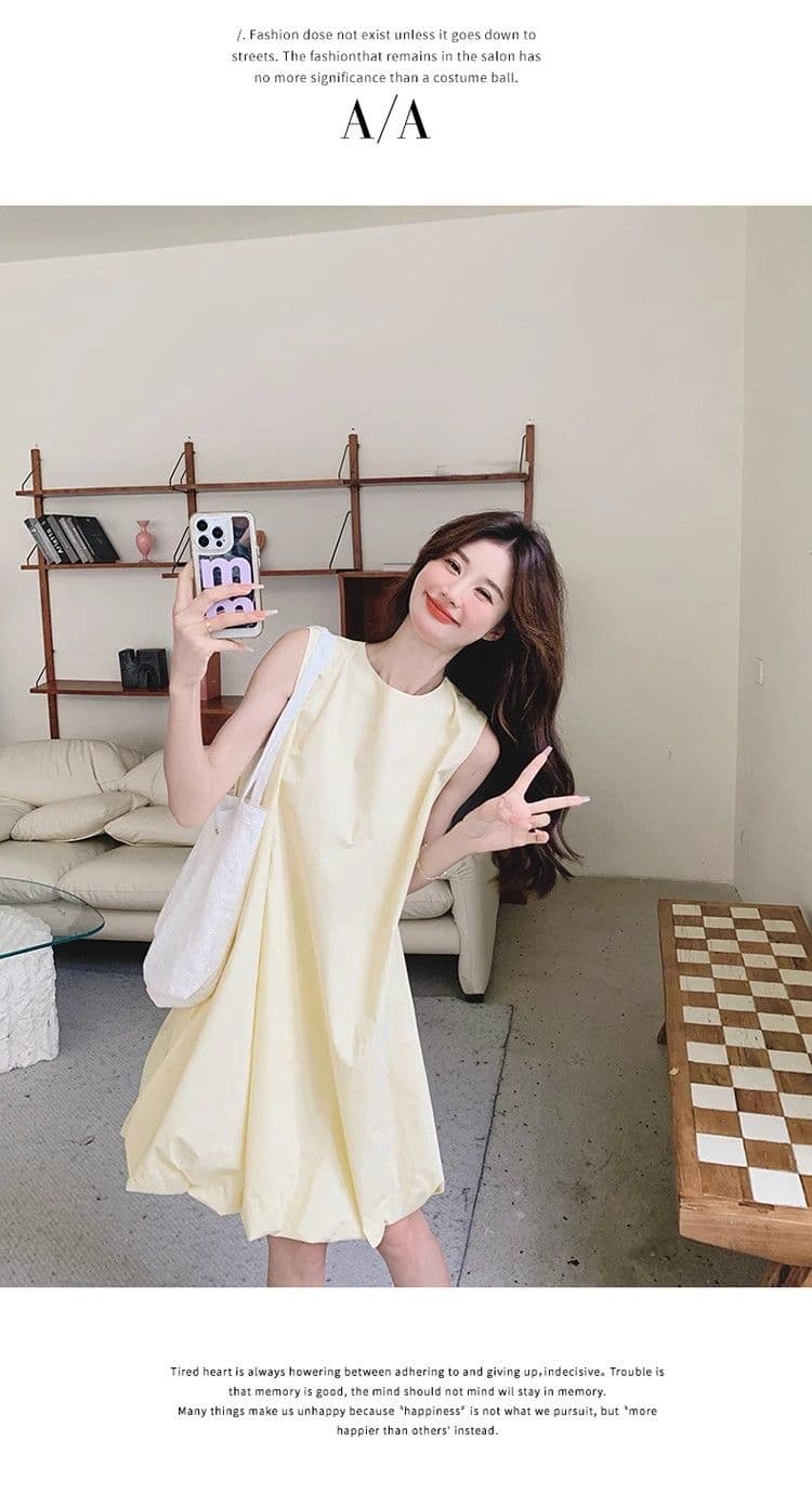 우유 황색 민소매 조끼 꽃밭 여성 드레스 여름 새로운 작은 키 달콤함 휴가 바람 퍼프 짧은 치마 상세 이미지 33