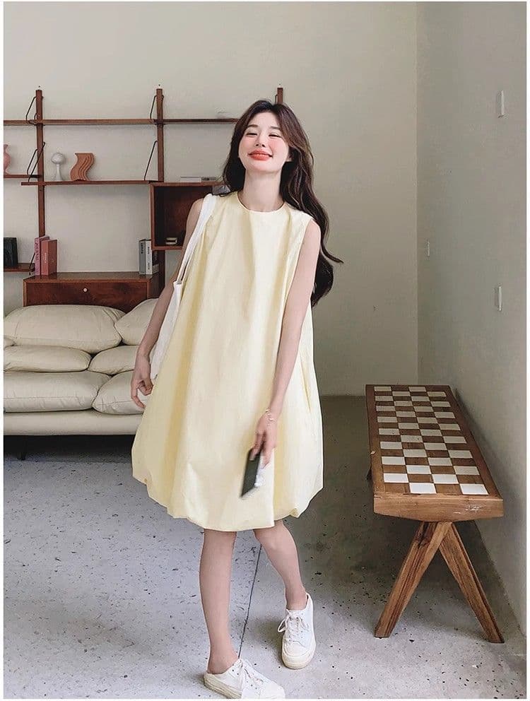 우유 황색 민소매 조끼 꽃밭 여성 드레스 여름 새로운 작은 키 달콤함 휴가 바람 퍼프 짧은 치마 상세 이미지 35