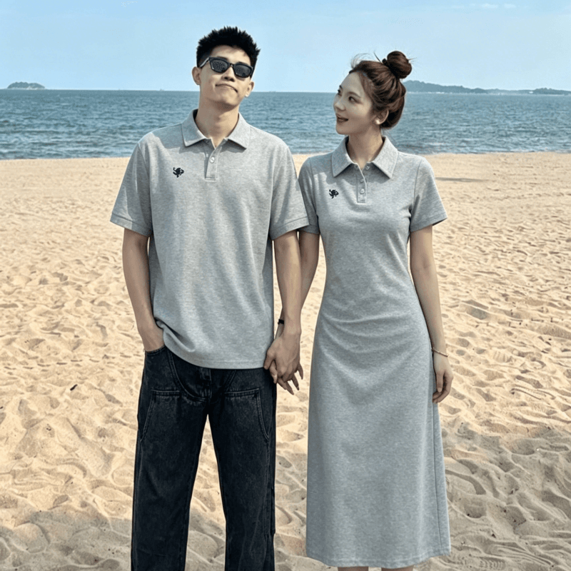 40 좋은 면 신축성 커플룩 여름 반팔 드레스 자수 주름 몸매 가꾸기 타이트 스커트 롱 스커트 한국 대외 무역 폭발 이미지 3