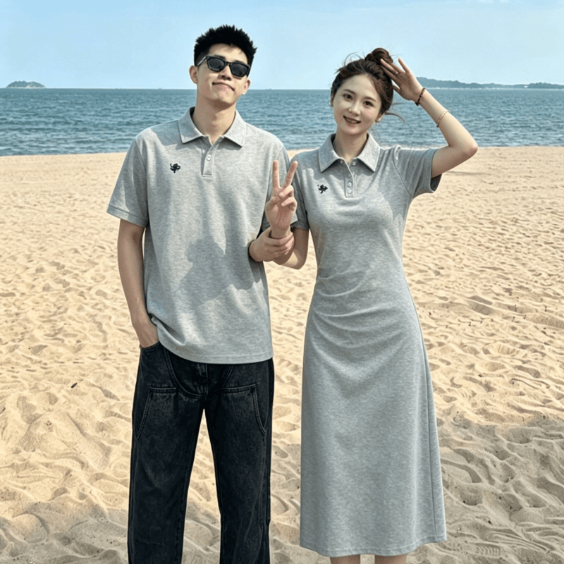 40 좋은 면 신축성 커플룩 여름 반팔 드레스 자수 주름 몸매 가꾸기 타이트 스커트 롱 스커트 한국 대외 무역 폭발 이미지 5