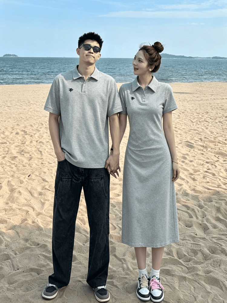 40 좋은 면 신축성 커플룩 여름 반팔 드레스 자수 주름 몸매 가꾸기 타이트 스커트 롱 스커트 한국 대외 무역 폭발 상세 이미지 1