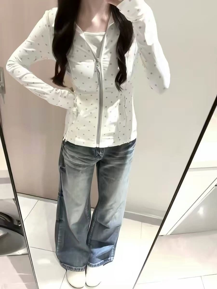 도트 무늬 몸매 가꾸기 자외선 차단 의류 여자 여름 새로운 야외 세트 얇고 가벼운 차가운 센스 통기성 한국 대외 무역 국경 간 폭발 상세 이미지 18