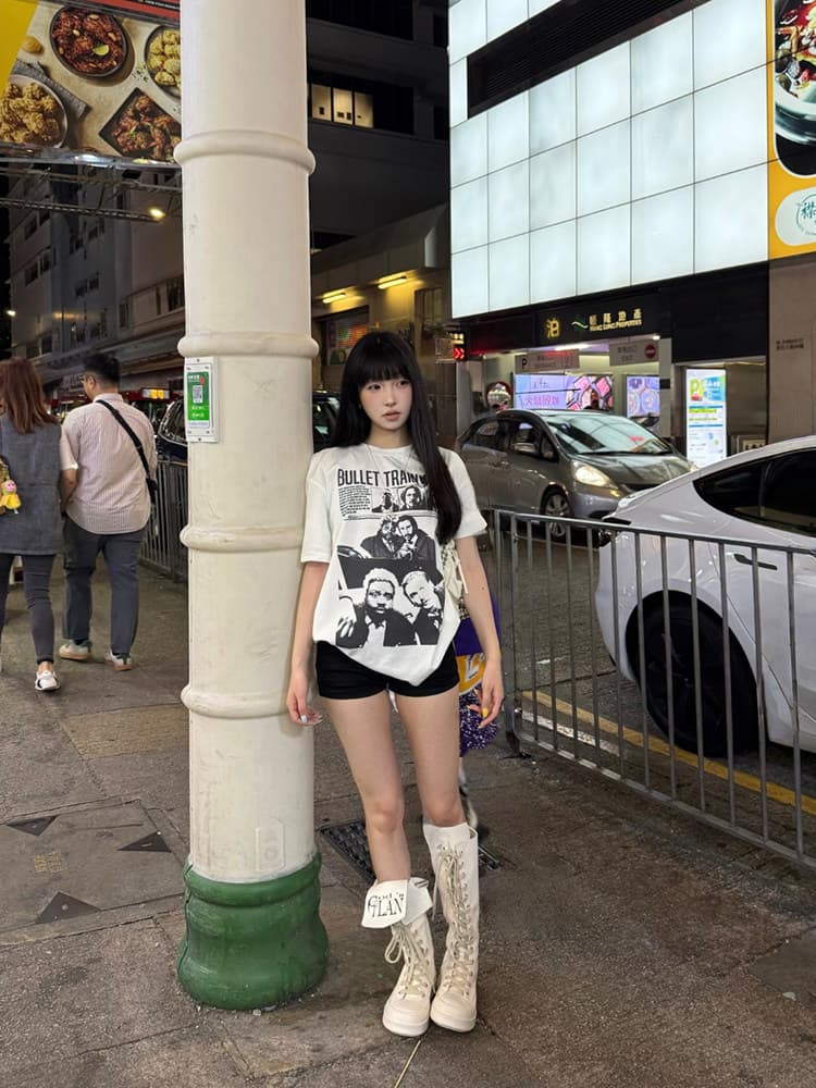 230 크 순면 프린트 반팔 티셔츠 높은 품질 한국 대외 무역 국경 간 한 싱글 외부 싱글 폭발 상세 이미지 6