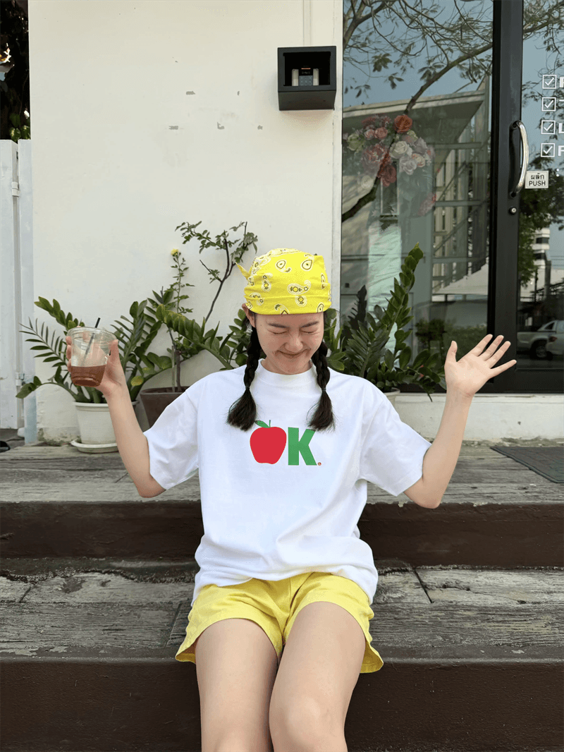 21 순면 210 그램 이후 패키지 칼라 여름 한 부서 반팔 티셔츠 여성 한국 스타일 루즈핏 빅 사이즈 프린트 한국 대외 무역 이미지 2