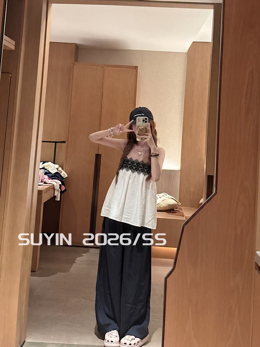 한국 면 한 부서 달콤한 스타일 레이스 레이스 슬립 여성 여름 루즈핏 슬림해 보이는 인사이드 가져 가라. 외출용 민소매 작은 맨위 상세 이미지 3