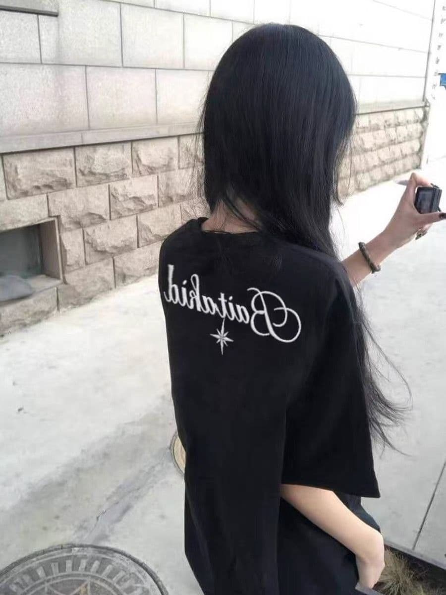 자수 네리 가게 천 순면 220 그램 빗질하다 닫기 반팔 티셔츠 미니멀리즘 하라주쿠 아메리칸 높음 거리 한국 대외 무역 이미지 2