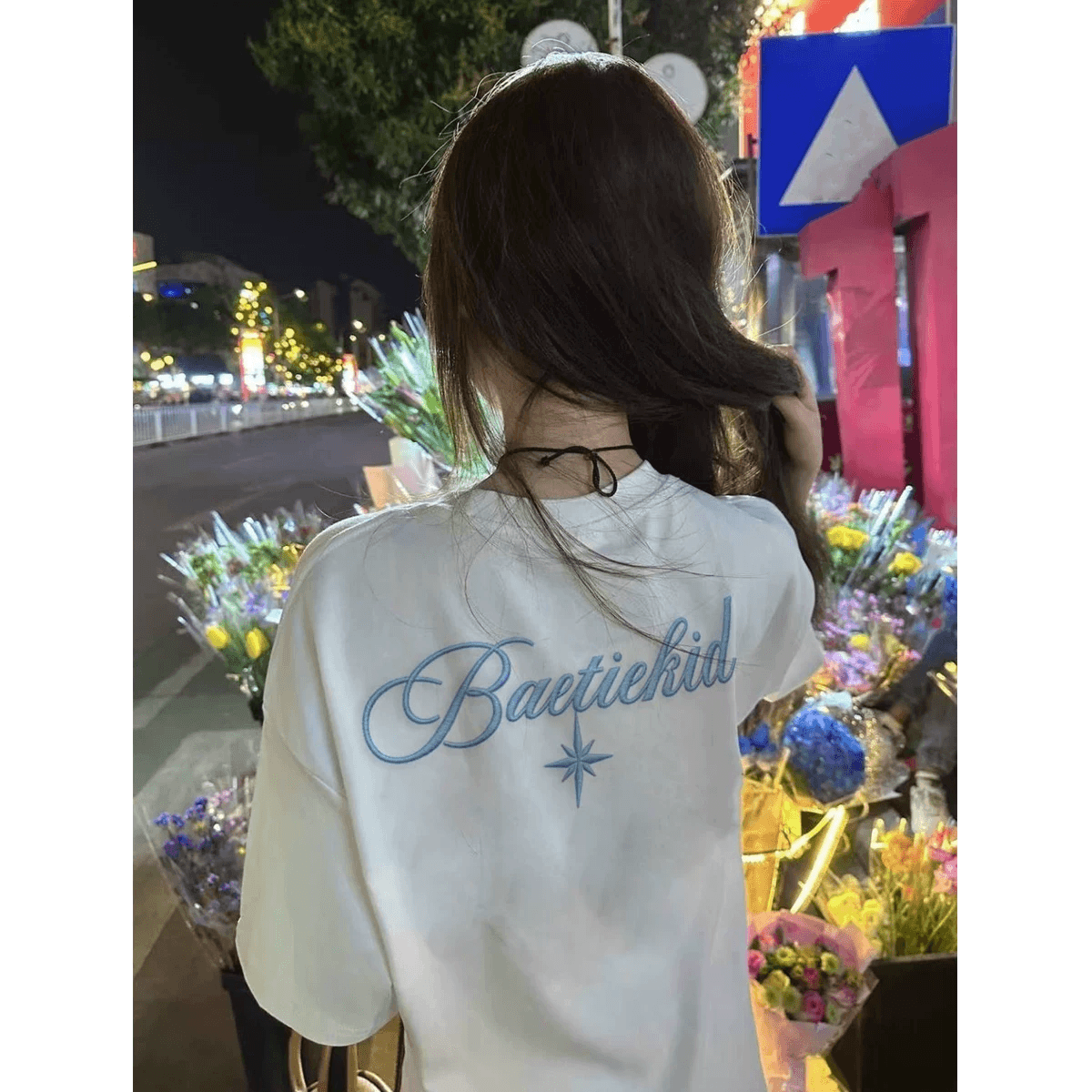 자수 네리 가게 천 순면 220 그램 빗질하다 닫기 반팔 티셔츠 미니멀리즘 하라주쿠 아메리칸 높음 거리 한국 대외 무역 이미지 4