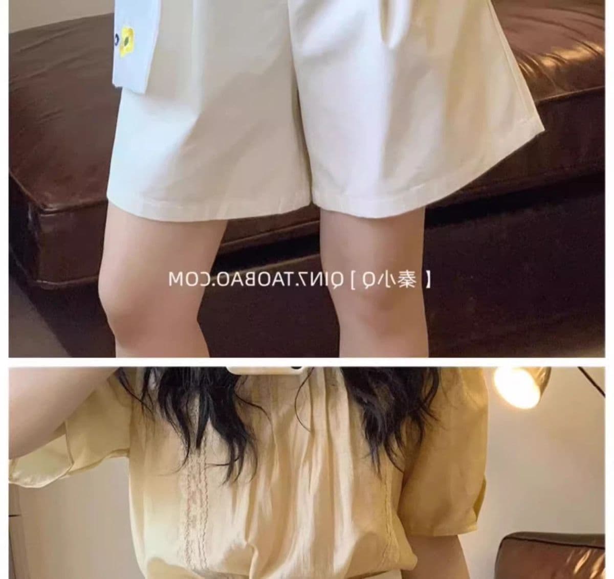 워크웨어 반바지 여성 여름 얇은 스타일 루즈핏 한 마디 넓은 다리 바지 하이웨이스트 레트로 5 점 순면 바지 한국 대외 무역 상세 이미지 7